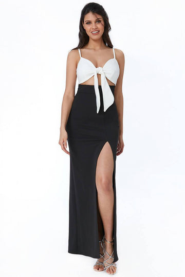 Goddiva Front Bow Tie Maxi Dress Goddiva